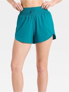 All In Motion Women's Active Light Woven High-Rise Shorts 3" Teal Blue M